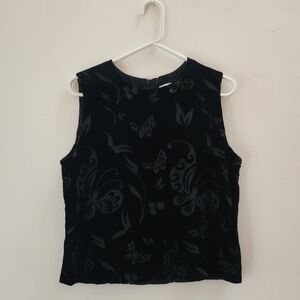 Velvet Black Burnout Silk Sleeveless Top size 10